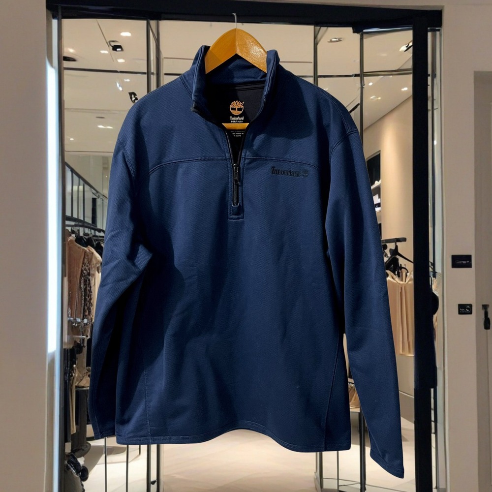 Timberland Men's Pullover Quarter Zip‎ Blue Long Sleeve Outdoor Casual Top  M